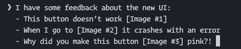 Claude Code with images placed inline in the prompt