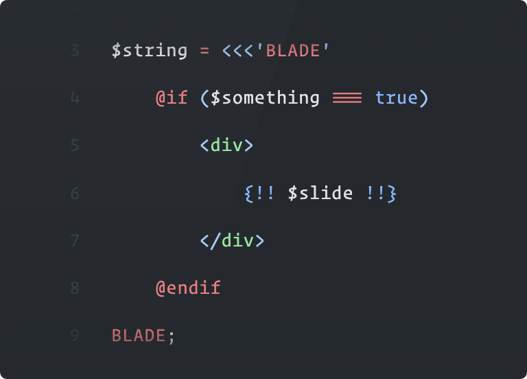 Heredoc strings finally can render Laravel Blade syntax highlighting