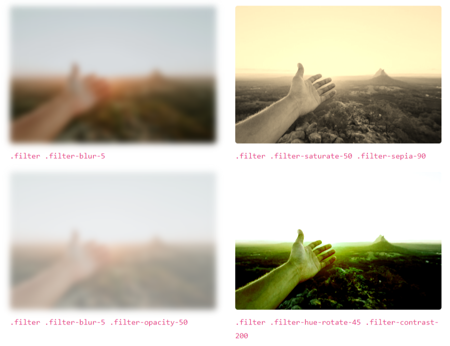 Examples of different filters being combined on the same image